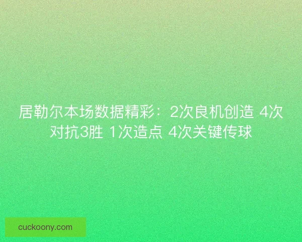 居勒尔本场数据精彩：2次良机创造 4次对抗3胜 1次造点 4次关键传球